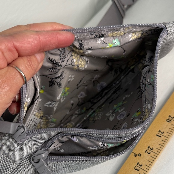 Vera Bradley Sling Bag Grey adjustable straps - Picture 5 of 8